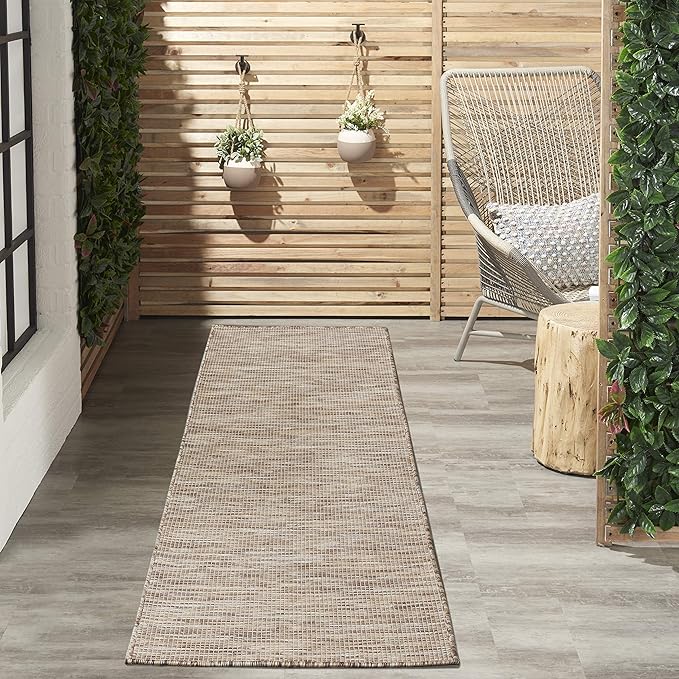 Nourison Positano Indoor/Outdoor Beige 2'2" x 10' Area Rug, Easy Cleaning, Non Shedding, Bed Room, Living Room, Dining Room, Backyard, Deck, Patio (2x10)