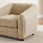 Modern Accent Chair for Living Room, Upholstered Armchair with Linen Fabric, Single Sofa Chair with Solid Wood Legs, Boucle, Camel