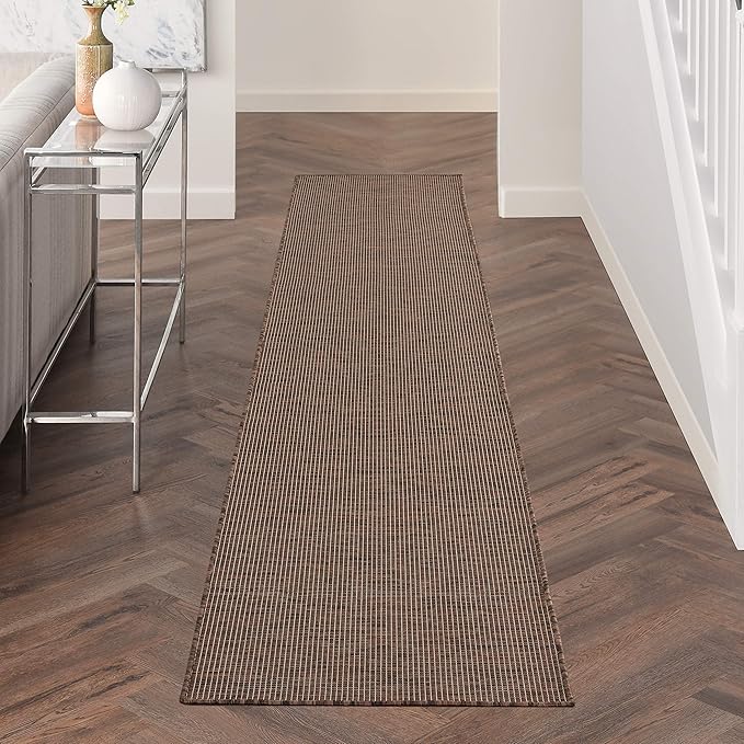 Nourison Home Positano 10' Runner Natural Fabric Modern Area Rug (10' Runner)