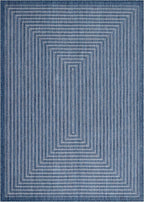 Adiva Rugs Outdoor Indoor Area Rug, Weather Resistant, Easy to Clean, Stain Resistant Floor Mat for Dining Room, Backyard, Deck, Patio (Navy Weiss, 8' x 10')