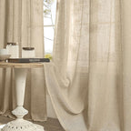 LAMIT Short Linen Curtains 45 Inch Long 2 Panels for Kitchen, Brown Light Filtering Panels Bronze Grommet Burlap Textured Window Drapes for Cafe/Windows/Dining Room, 34 x 45 Inch
