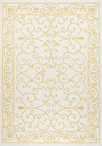 JONATHAN Y Vintage Filigree Indoor Outdoor Area Rug 5X8 Cream/Yellow, Charleston Textured Weave for Backyard, Patio, Porch, Easy-Cleaning, High Traffic, Pet-Friendly, Non-Shedding (SMB106M-5)