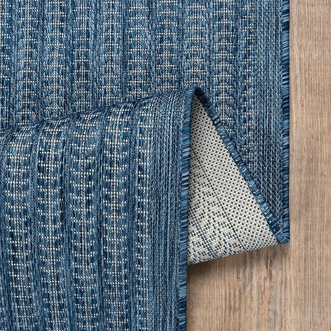Adiva Rugs Outdoor Indoor Area Rug, Weather Resistant, Easy to Clean, Stain Resistant Floor Mat for Dining Room, Backyard, Deck, Patio (Azure Denim Blue, 6' X 9')