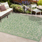 JONATHAN Y Vintage Filigree Indoor Outdoor Area Rug 3X5 Green/Ivory, Charleston Textured Weave for Backyard, Patio, Porch, Easy-Cleaning, High Traffic, Pet-Friendly, Non-Shedding (SMB106K-3)