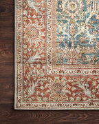 Loloi Layla Collection LAY-04 Ocean/Rust 2'-6" x 7'-6" .13" Thick Runner Rug, Soft, Durable, Vintage Inspired, Distressed, Low Pile, Non-Shedding, Easy Clean, Printed, Living Room Rug