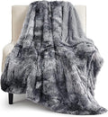 Bedsure GentleSoft Fuzzy Faux Fur Sherpa Fleece Blanket Twin Size, Plush Thick Warm Twin Blanket for Bed, College Dorm Essentials Gifts for Girls Boys, Tie Dye Grey Decor for Winter, 60x80