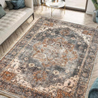 Keen Home Design 4x6 Rug - Machine Washable Area Rug with Non-Slip Backing, Ideal for Living Room, Dining Room, Bedroom - Vintage, Easy Clean, Durable, Low Pile Rug - (4' x 6')