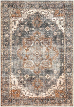 Keen Home Design 5x7 Rug - Machine Washable Area Rug with Non-Slip Backing, Ideal for Living Room, Dining Room, Bedroom - Vintage, Easy Clean, Durable, Low Pile Rug - (5' x 7')