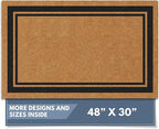 Barnyard Designs Natural Coco Coir Heavy Duty Backing Doormat - Large Cute Non-Slip Front Door Welcome Mat for Outside Entrance or Porch Entry, Brown (30x48, Border)