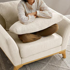 Large-Sized Accent Chair, Thick Cushion Bedroom Reading Chair, Comfortable Living Room Single Sofa， Linen Gray