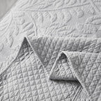 MarCielo 3-Piece 100% Cotton Oversized Bedspread Lightweight Quilt Coverlet Embroidery Farmhouse Bedding Set T0 (Light Grey, Twin (68"x86"))