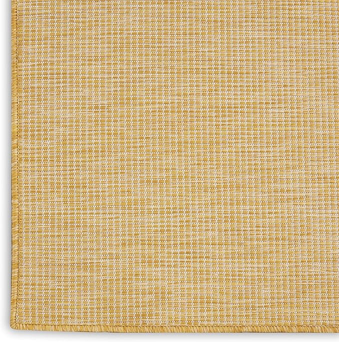 Nourison Positano Indoor/Outdoor Yellow 6' x Round Area Rug, Easy Cleaning, Non Shedding, Bed Room, Living Room, Dining Room, Backyard, Deck, Patio (6 Round)