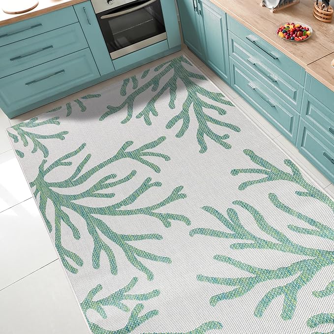 Keen Home Design Terrace Outdoor Area Rug - 4x6 Washable Indoor/Outdoor Rug for Patio, Kitchen, Balcony, Beach, Garden, Deck and Porch, Size: 3'10"x5'7"