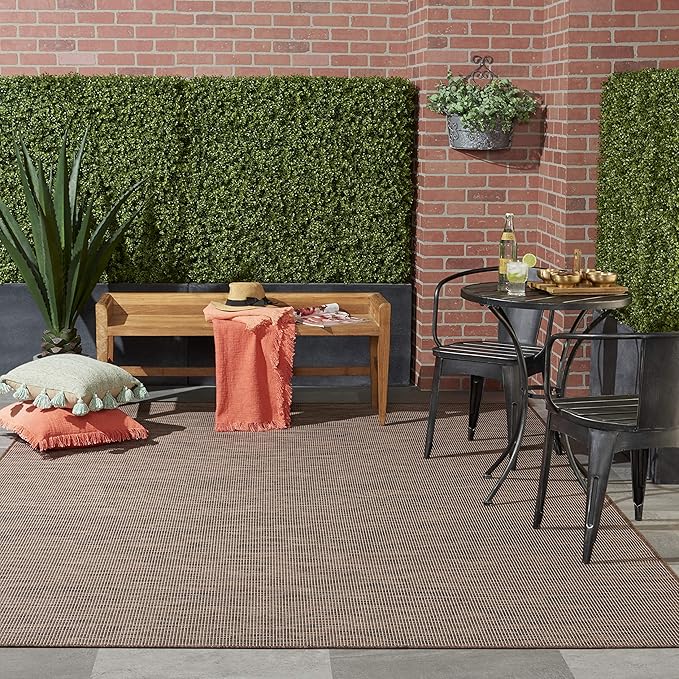 Nourison Positano Indoor/Outdoor Natural 10' x 14' Area Rug, Easy Cleaning, Non Shedding, Bed Room, Living Room, Dining Room, Backyard, Deck, Patio (10x14)