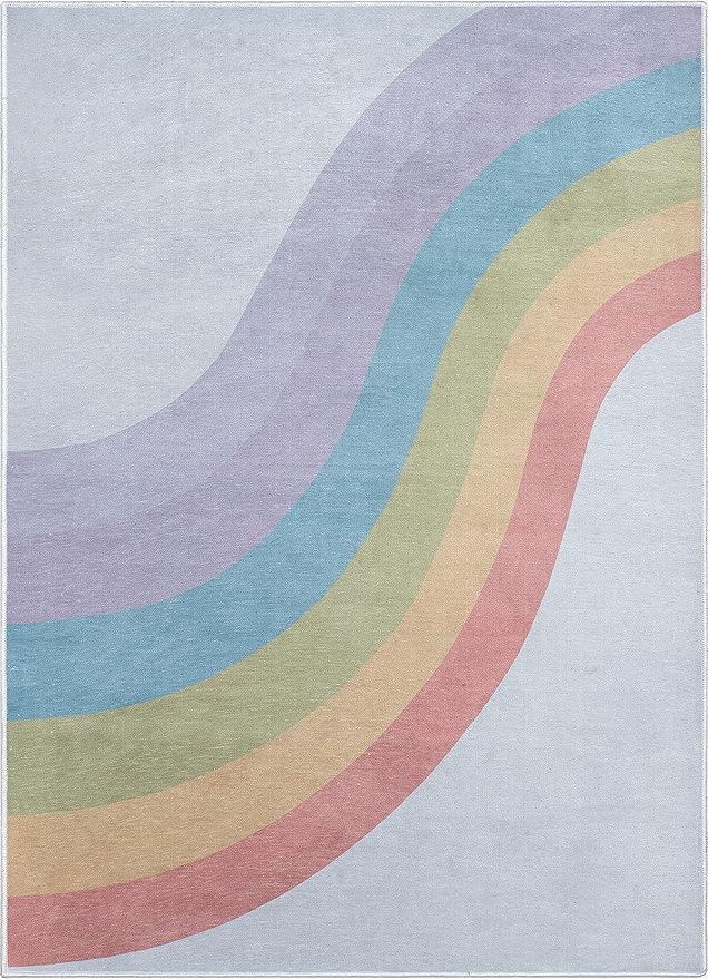 Well Woven Kids Rugs Rainbow 9'10" x 13' Multi Color Modern Flat-Weave Playroom Area Rug