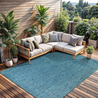 CAMILSON Outdoor Rug 6x9 Modern Area Rugs for Indoor and Outdoor Patios and Porches - Waterproof, Washable, Non-Shedding, Easy-to-Clean Outside Carpet (6 x 9, Solid - Aqua)