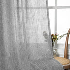 MYSKY HOME Long Sheer Curtains Farmhouse, Sliding Door Curtain for Living Room Light Filtering Privacy Protect Soft Cotton Blend Back Tab Window Drapes Boho, 50" x 108", Dark Grey, 2 Panels