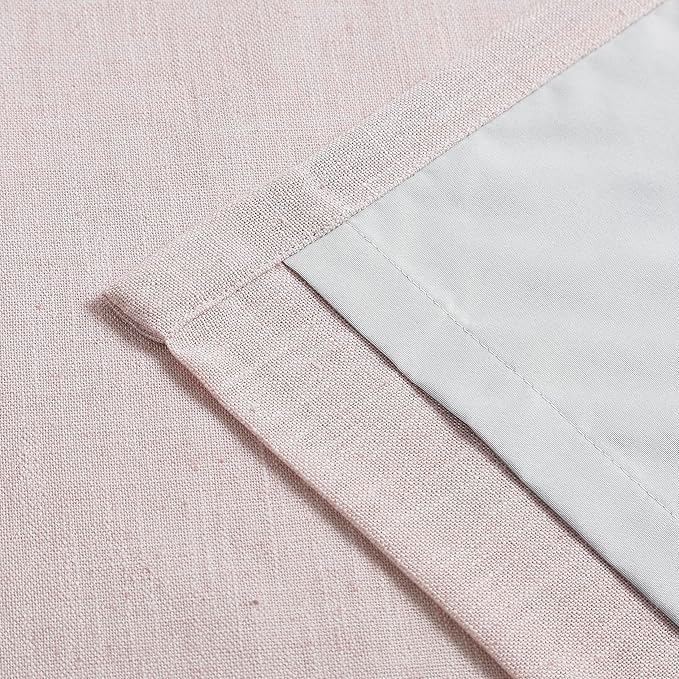 Vision Home Soft Pink Pinch Pleated Full Blackout Curtains Linen Blended Room Darkening Window Curtains 63 inch for Living Room Bedroom Thermal Insulated Pinch Pleat Drapes with Hooks 60" Wx63 Lx1