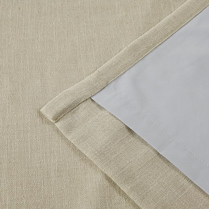 Vision Home Sand Pinch Pleated Full Blackout Curtains Linen Blended Room Darkening Window Curtains 95 inch for Living Room Bedroom Thermal Insulated Pinch Pleat Drapes with Hooks 2 Panel 40" Wx95 L