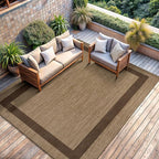 CAMILSON Outdoor Rug 6x9 - Modern Outside Rugs for Patios Porches Waterproof Durable Washable Non-Shedding, Easy-to-Clean Indoor Outdoor Area Carpet (6 x 9, Bordered - Jute)
