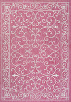 JONATHAN Y Vintage Filigree Indoor Outdoor Area Rug 3X5 Fuchsia/Light Gray, Charleston Textured Weave for Backyard, Patio, Porch, Easy-Cleaning, High Traffic, Pet-Friendly, Non-Shedding (SMB106J-3)