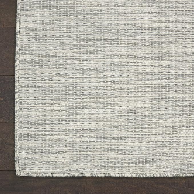 Nourison Positano Indoor/Outdoor Light Grey 2'2" x 10' Area Rug, Easy Cleaning, Non Shedding, Bed Room, Living Room, Dining Room, Backyard, Deck, Patio (2x10)