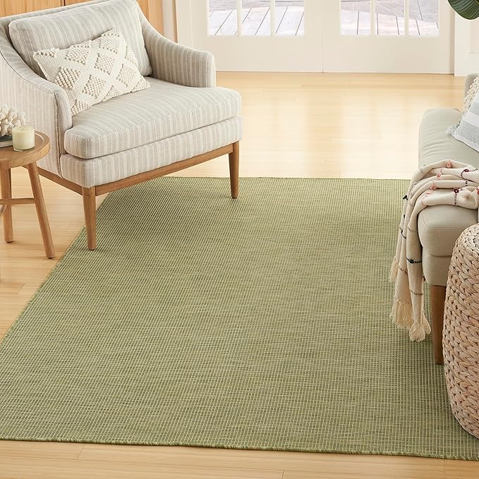 Nourison Home Positano Indoor/Outdoor Green 5' x 7' Area Rug, Easy Cleaning, Non Shedding, Bed Room, Living Room, Dining Room, Backyard, Deck, Patio (5x7)