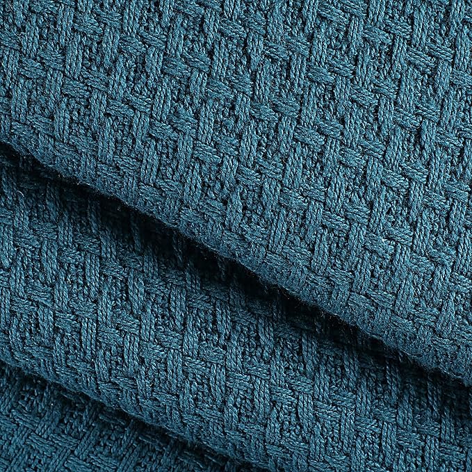 Elvana Home 100% Cotton Bed Blanket, Breathable Bed Blanket King Size, Cotton Thermal Blankets King, Perfect for Layering Any Bed for All Season, Teal Green
