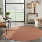 Nourison Positano Indoor/Outdoor Terracotta 6' x Round Area Rug, Easy Cleaning, Non Shedding, Bed Room, Living Room, Dining Room, Backyard, Deck, Patio (6 Round)