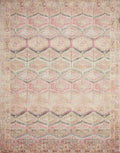 Loloi Layla Collection LAY-17 Pink/Lagoon 2'-3" x 3'-9" .13" Thick Accent Rug, Soft, Durable, Vintage Inspired, Distressed, Low Pile, Non-Shedding, Easy Clean, Printed, Living Room Rug