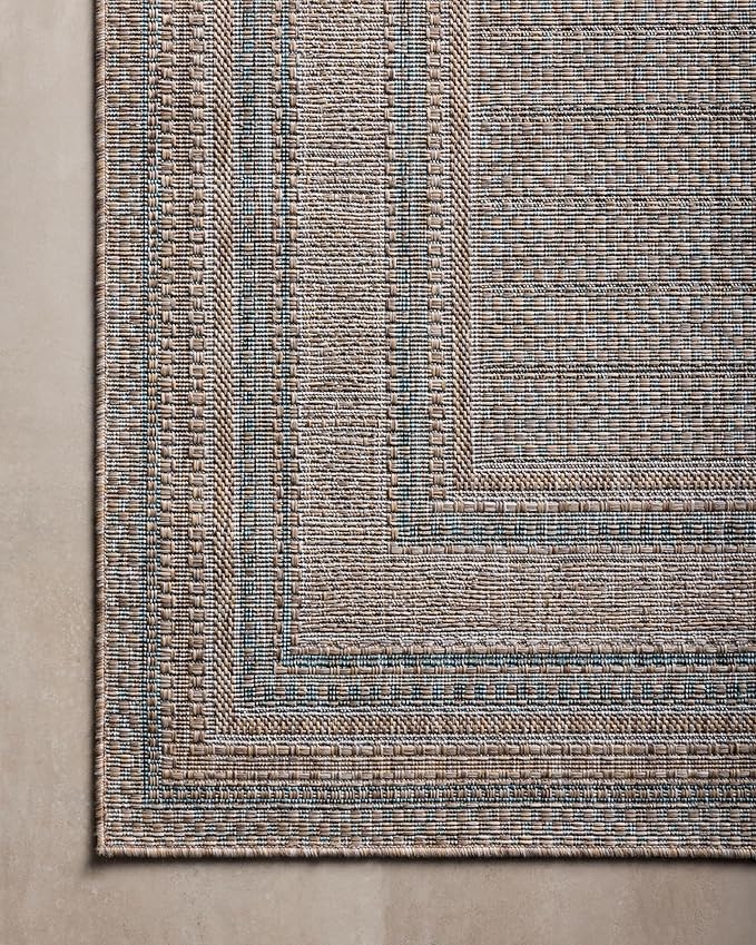 Loloi Amber Lewis Topanga Collection TOP-05 Natural/Teal 2'-3" x 3'-9" Indoor/Outdoor Area Rug