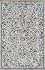JONATHAN Y Vintage Filigree Indoor Outdoor Area Rug 6X9 Gray/Navy, Charleston Textured Weave for Backyard, Patio, Porch, Easy-Cleaning, High Traffic, Pet-Friendly, Non-Shedding (SMB106C-6)