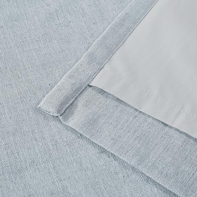 Vision Home Blue Fog Pinch Pleated Full Blackout Curtains Linen Blended Room Darkening Window Curtains 63 inch for Living Room Bedroom Thermal Insulated Pinch Pleat Drapes with Hooks 1 Panel 60"Wx63"L