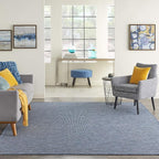 Nourison Positano Indoor-Outdoor Navy Blue 4' x 6' Area Rug, Easy Cleaning, Non Shedding, Bed Room, Living Room, Dining Room, Backyard, Deck, Patio (4x6)