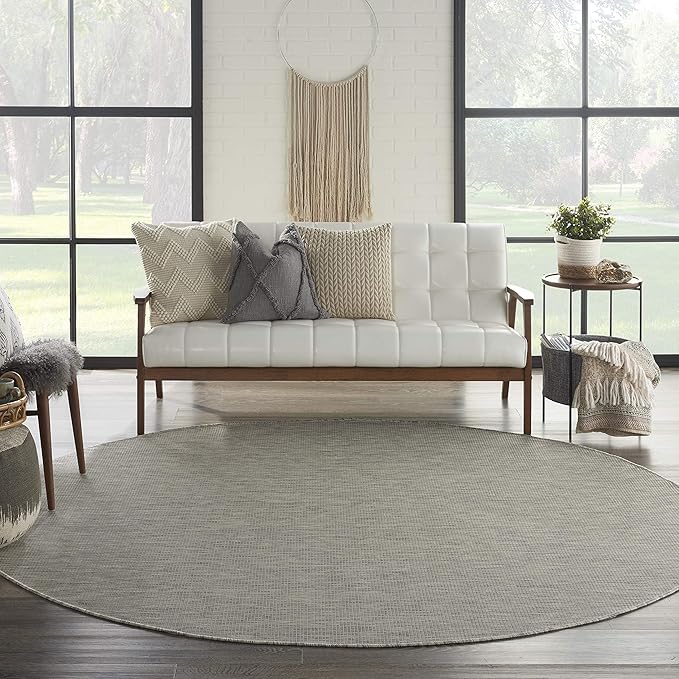 Nourison Home Positano 8' x Round Light Gray Fabric Modern Area Rug (8' Round)