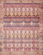 Loloi Layla Collection LAY-15 Magenta/Multi 5'-0" x 7'-6" .13" Thick Area Rug, Soft, Durable, Vintage Inspired, Distressed, Low Pile, Non-Shedding, Easy Clean, Printed, Living Room Rug