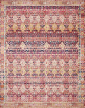 Loloi Layla Collection LAY-15 Magenta/Multi 7'-6" x 9'-6" .13" Thick Area Rug, Soft, Durable, Vintage Inspired, Distressed, Low Pile, Non-Shedding, Easy Clean, Printed, Living Room Rug