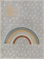 JONATHAN Y Machine-Washable Gray/Ivory/Yellow Indoor Area Rug, 5x8, Minha Rainbow Dots, Kids & Novelty, Casual, Classic, Bedroom, Kitchen, Living Room, Easy-Cleaning, Non-Shedding (KDW102A-5)