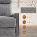 Manual Swivel Rocker Recliner Chair for Adults, Overstuffed Reclining Glider Chair for Nursing with Vibration Massage & Heat, Living Room Rocking Recliner 2-Stage backrest, Chenille Fabric Dark Gray