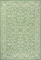 JONATHAN Y Vintage Filigree Indoor Outdoor Area Rug 8X10 Green/Ivory, Charleston Textured Weave for Backyard, Patio, Porch, Easy-Cleaning, High Traffic, Pet-Friendly, Non-Shedding (SMB106K-8)