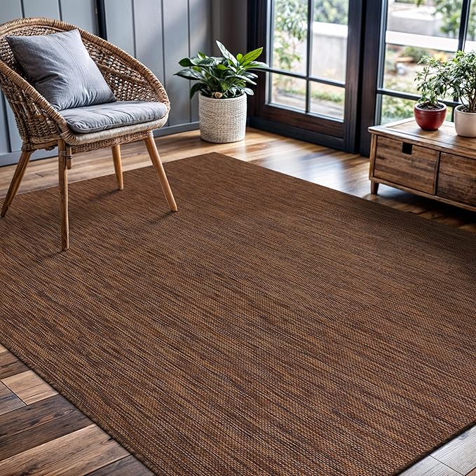 CAMILSON Outdoor Rug 5x7 Modern Area Rugs for Indoor and Outdoor Patios and Porches - Waterproof, Washable, Non-Shedding, Easy-to-Clean Outside Carpet (5 x 7, Solid - Gold)