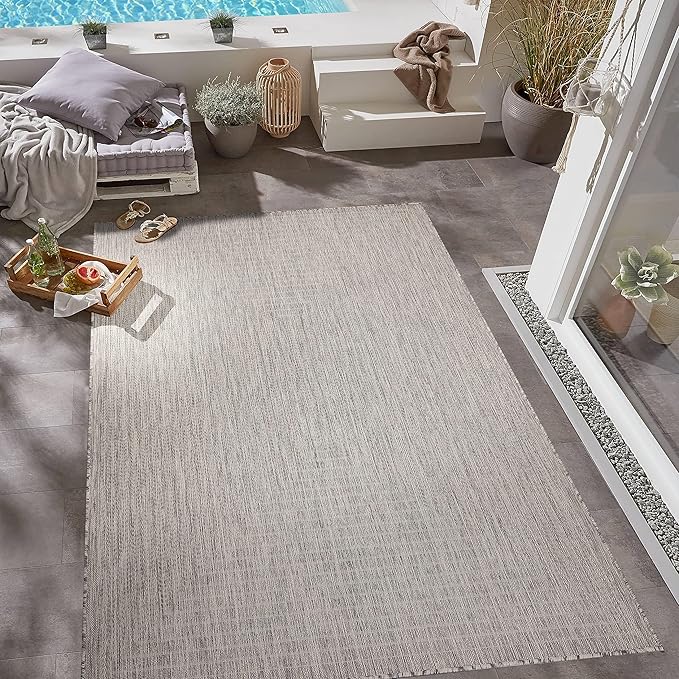 Adiva Rugs Outdoor Indoor Area Rug, Weather Resistant, Easy to Clean, Stain Resistant Floor Mat for Dining Room, Backyard, Deck, Patio (Silver Weiss, 2' x 3')