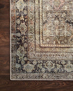 Loloi Layla Collection LAY-03 Olive/Charcoal 9'-0" x 12'-0" .13" Thick Area Rug, Soft, Durable, Vintage Inspired, Distressed, Low Pile, Non-Shedding, Easy Clean, Printed, Living Room Rug