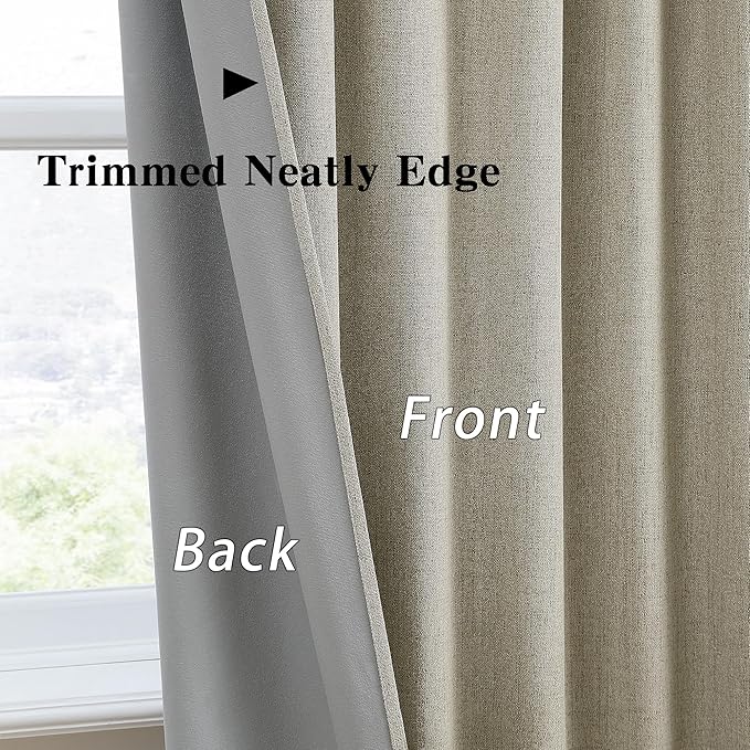 RAIN CITY Blackout Curtains&Drapes 132 Inch Long 11ft Length Back Tab Pinch Pleated Look Draperies with Hooks Thermal Curtains for High Living Room Sliding Door 50 Wide Set of 2 Light Taupe