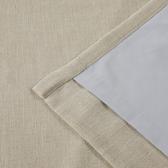 Vision Home Sand Pinch Pleated Full Blackout Curtains Linen Blended Room Darkening Window Curtains 112 inch for Living Room Bedroom Thermal Insulated Pinch Pleat Drapes with Hooks 40" Wx112 Lx2