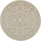 JONATHAN Y Vintage Filigree Indoor Outdoor Round Area Rug 6 Ft Beige/Brown, Charleston Textured Weave for Backyard, Patio, Porch, Easy-Cleaning, High Traffic, Pet-Friendly, Non-Shedding (SMB106A-6R)