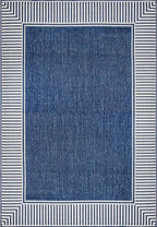 nuLOOM 6' 7" x 9' Outdoor Area Rug, Casual Design With Striped Border, Stain Resistant, Highly Durable, For Patio, Balcony, Bedroom, Living Room, Dining Room, Bathroom, Navy