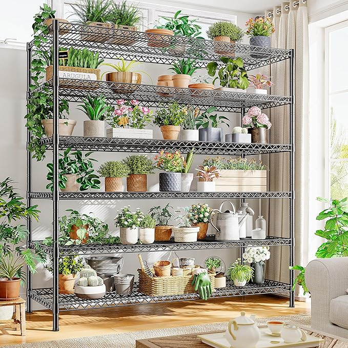 REIBII 83" H Storage Shelves 3840LBS Metal Shelving Unit 6 Tier Wire Shelving Commercial Adjustable Garage Shelving Heavy Duty for Storage Rack for Pantry, Garage, Kitchen, 83" H x 55.5" W x 18" D