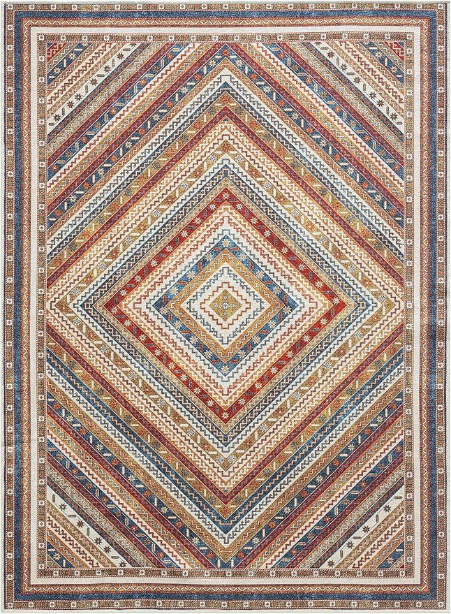Keen Home Design 6x9 Rug - Machine Washable Area Rug with Non-Slip Backing, Ideal for Living Room, Dining Room, Bedroom - Vintage, Easy Clean, Durable, Low Pile Rug - (6' x 9')