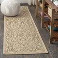 JONATHAN Y Vintage Filigree Indoor Outdoor Runner Rug 2X10 Beige/Brown, Charleston Textured Weave for Backyard, Patio, Porch, Easy-Cleaning, High Traffic, Pet-Friendly, Non-Shedding (SMB106A-210)